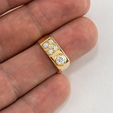 14K Yellow Gold Mens Diamond Pinky Ring 0.75 Ctw